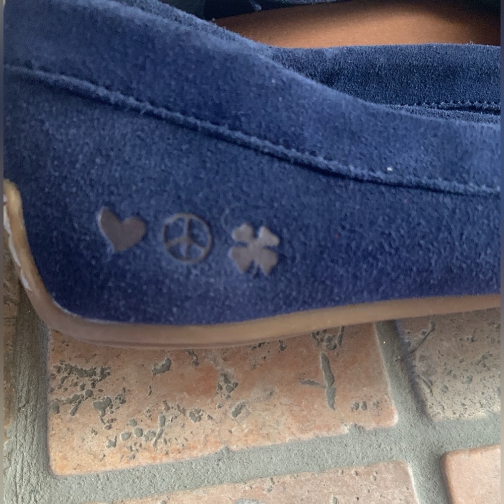 Lucky Brand Aimee Blue Suede Moccasins with Tan Accents - Picture 4 of 10